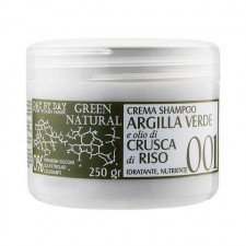 Крем-шампунь с зелёной глиной и рисовыми отрубями Alan Jey Green Natural Crema Shampoo Argilla Verde e Olio di Crusca di Riso, 250 мл