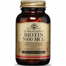 Витамины для кожи, ногтей и волос Solgar Biotin 5000 мкг, 100 таблеток