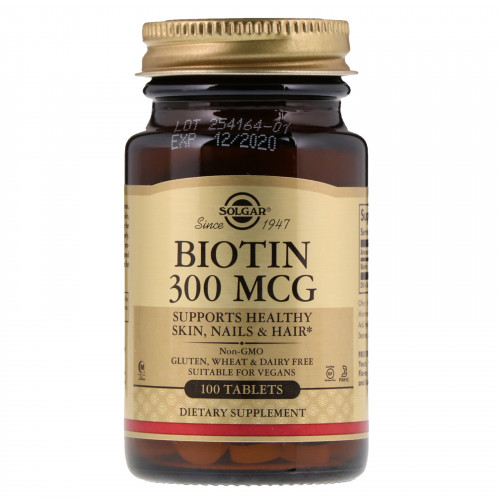 Витамины для кожи, ногтей и волос Solgar Biotin 300 мкг